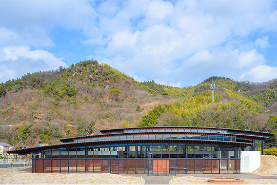 山々へと連なるルーフスケープを生み出す3枚の木造屋根 ©中村啓太郎(建築写)